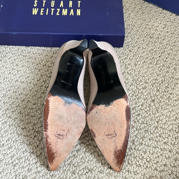Stuart Weitzman Tan Heels Elegant texture silk like fabric - Picture 5 of 5